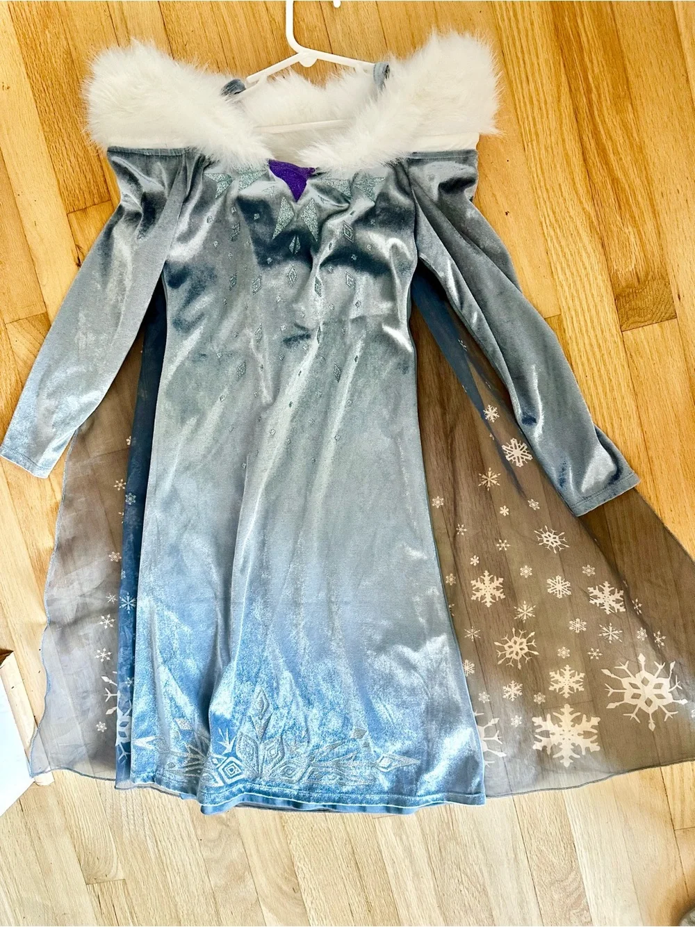 Girls H&M Disney Elsa frozen Ice Princess Dress with Fur Trim Sz 6/7 nwot